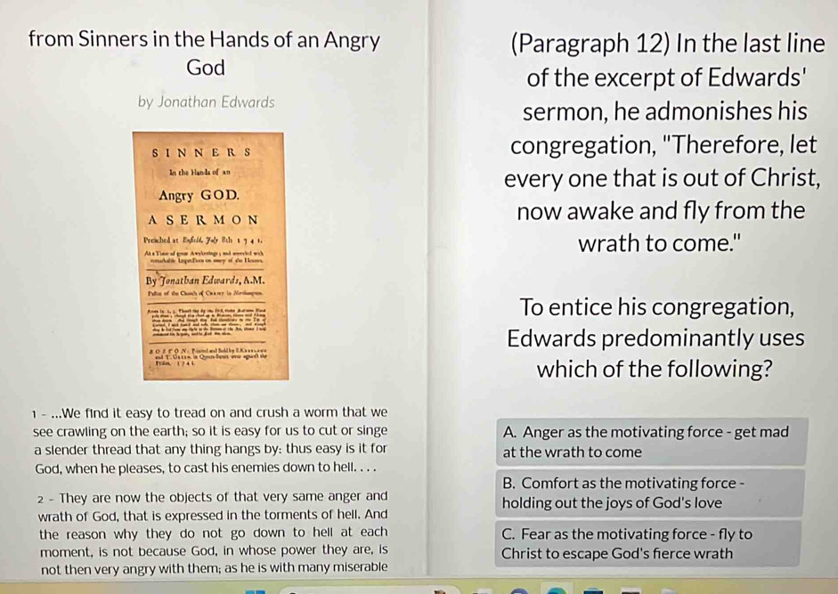 Solved: from Sinners in the Hands of an Angry (Paragraph 12) In the ...