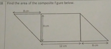 Find the area of the composite figure below.