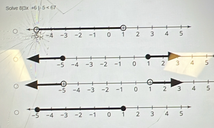 Solve 8|3x+6|-5<67</tex> 
5