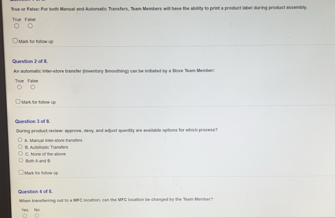 Solved: True or False: For both Manual and Automatic Transfers, Team ...
