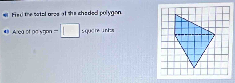 a Find the total area of the shaded polygon. 
Area of polygon =□ squareunits