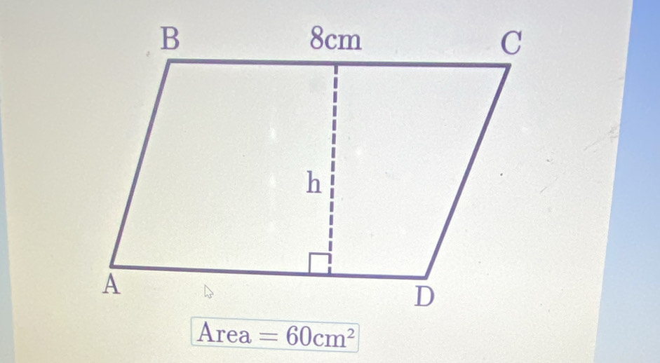 Area =60cm^2