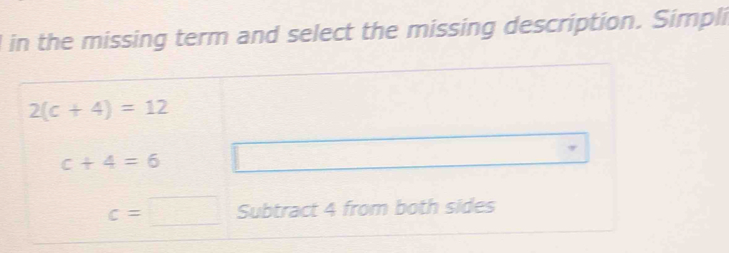 in the missing term and select the missing description. Simpli