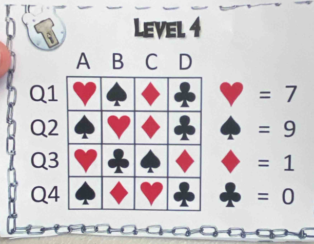 Level 4
Q1
=7
Q2
=9
Q3
=1
Q4
=0