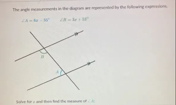 Solved: The angle measurements in the diagram are represented by the ...