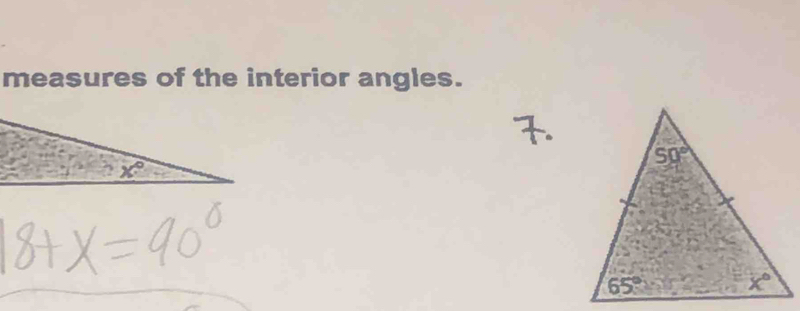 measures of the interior angles.