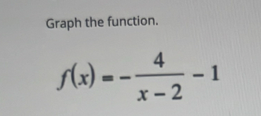 Graph the function.
f(x)=- 4/x-2 -1