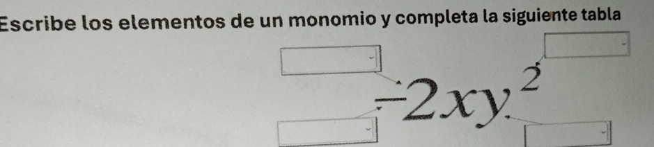 Resuelto:Escribe los elementos de un monomio y completa la siguiente ...