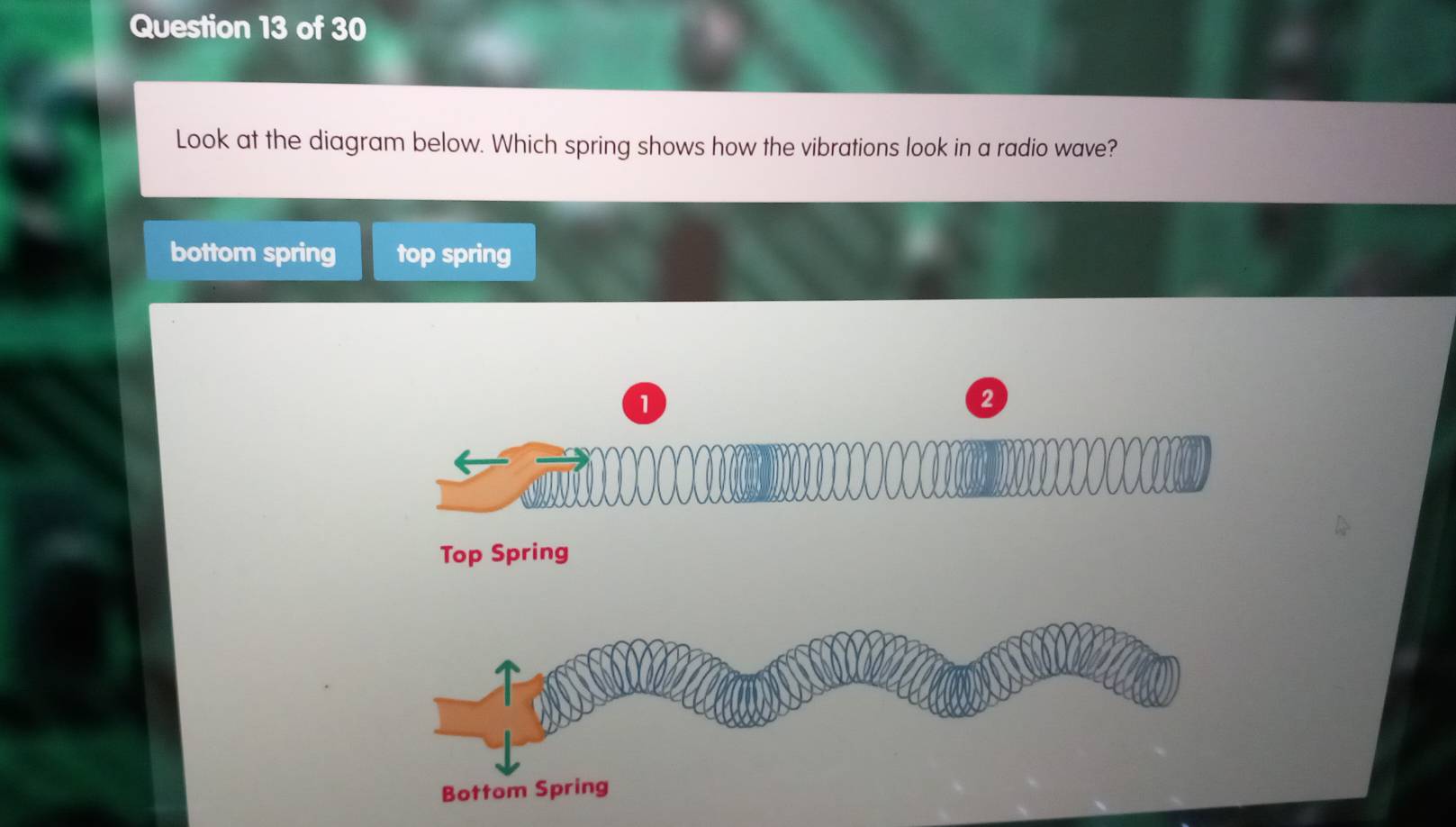 Solved: Look at the diagram below. Which spring shows how the ...
