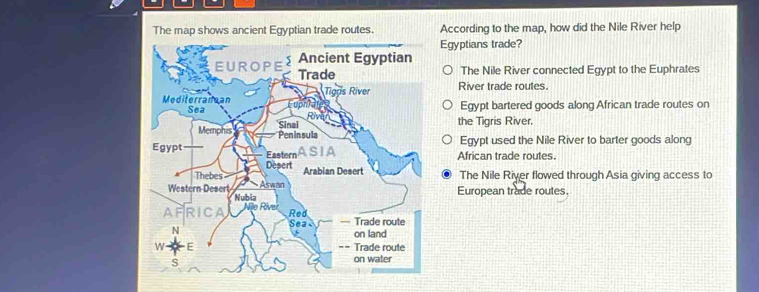 Solved: The map shows ancient Egyptian trade routes According to the ...
