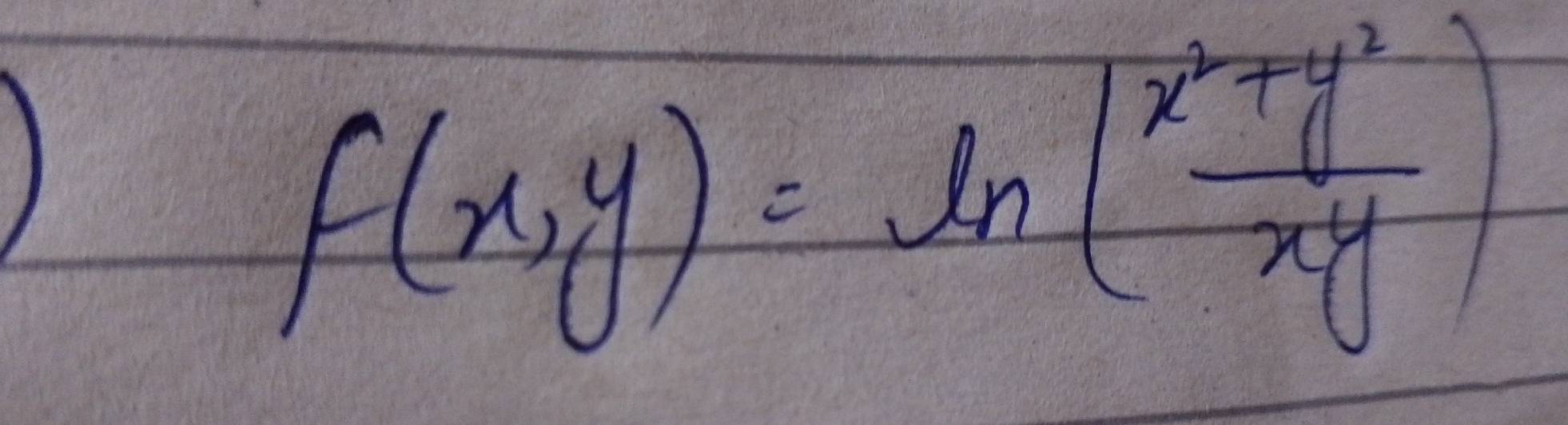 f(x,y)=ln ( (x^2+y^2)/xy )