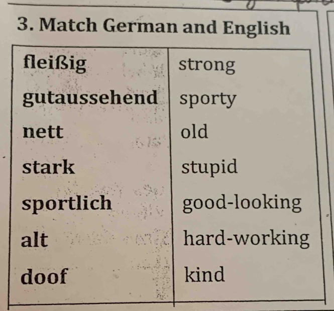 Match German and English