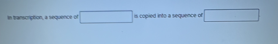 In transcription, a sequence of □ is copied into a sequence of □