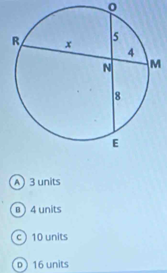 A 3 units
B ) 4 units
c) 10 units
D) 16 units