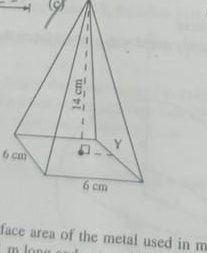 6 cm
face area of the metal used in m