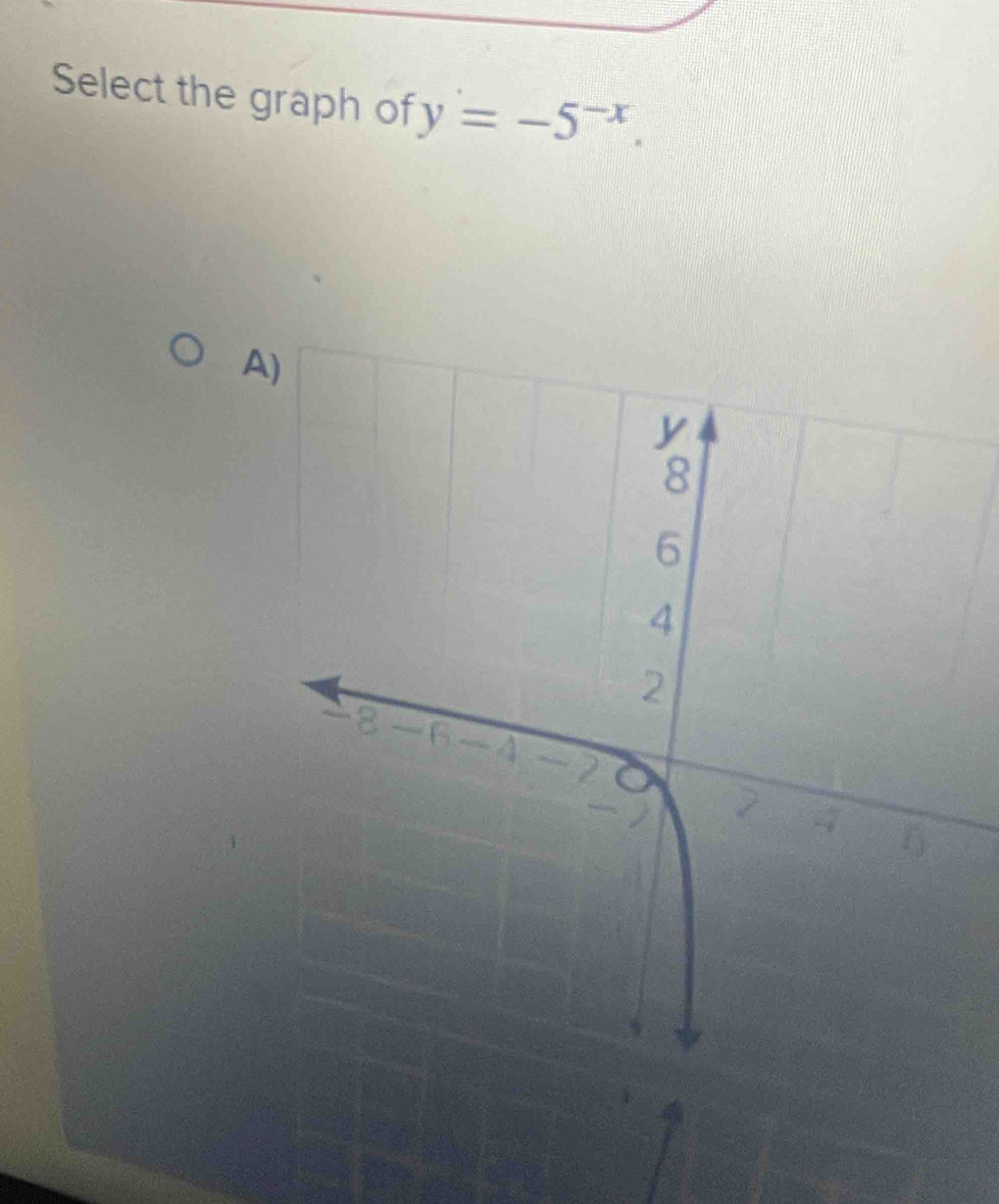 Select the graph of y=-5^(-x).
A