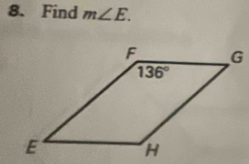 Find m∠ E.