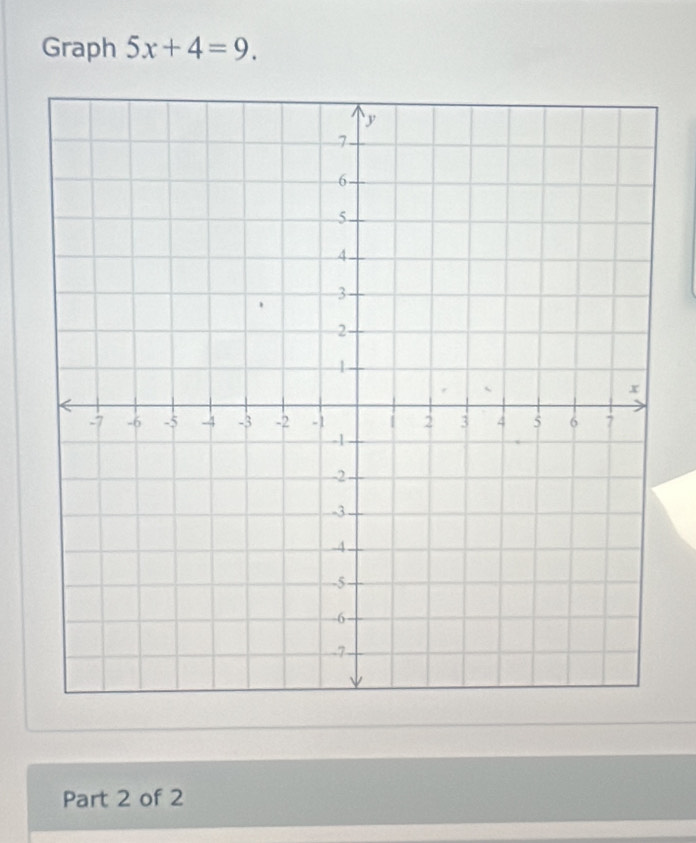 Graph 5x+4=9. 
Part 2 of 2