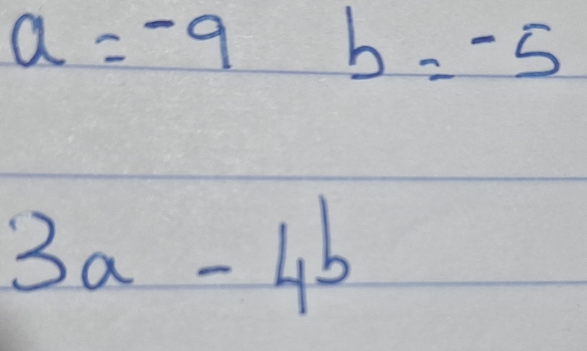 a=-9b=-5
3a-4b