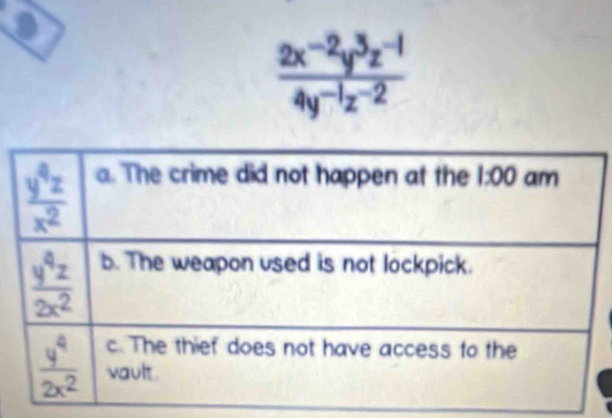  (2x^(-2)y^3z^(-1))/4y^(-1)z^(-2) 