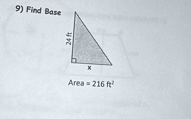 Find Base 
Area =216ft^2