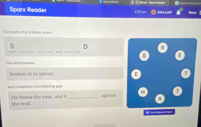 Solved: Sparx Maths Vocab - Sparx Reader Sparx Reader 8,751 SRP Zaha ...