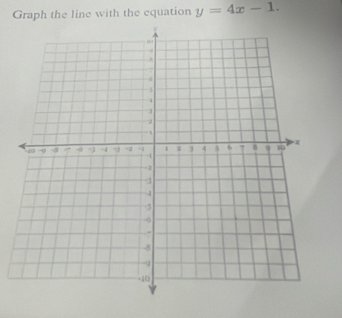 Graph the line with the equation y=4x-1.