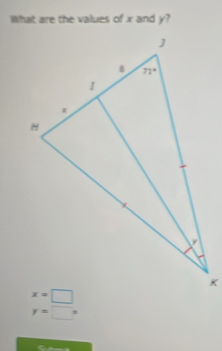 What are the values of x and y?
y=□°