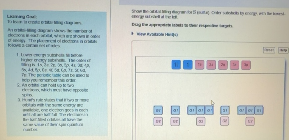 Solved: Show the orbital-filling diagram for S (sulfur). Order ...