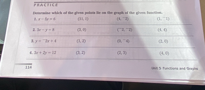 PRACTICE
114 Unit 5 Functions and Graphs