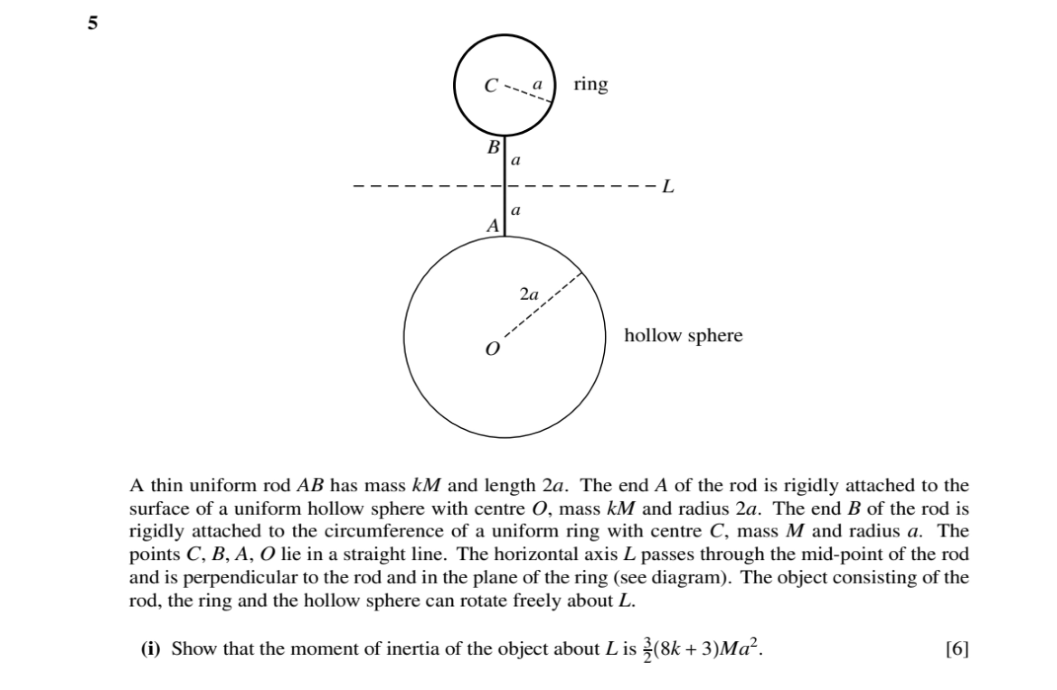 Solved: A thin uniform rod AB has mass kM and length 2a. The end A of ...