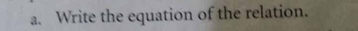 Write the equation of the relation.