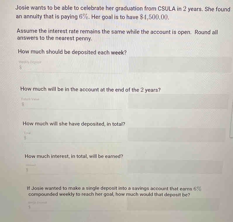 Josie wants to be able to celebrate her graduation from CSULA in 2 ...