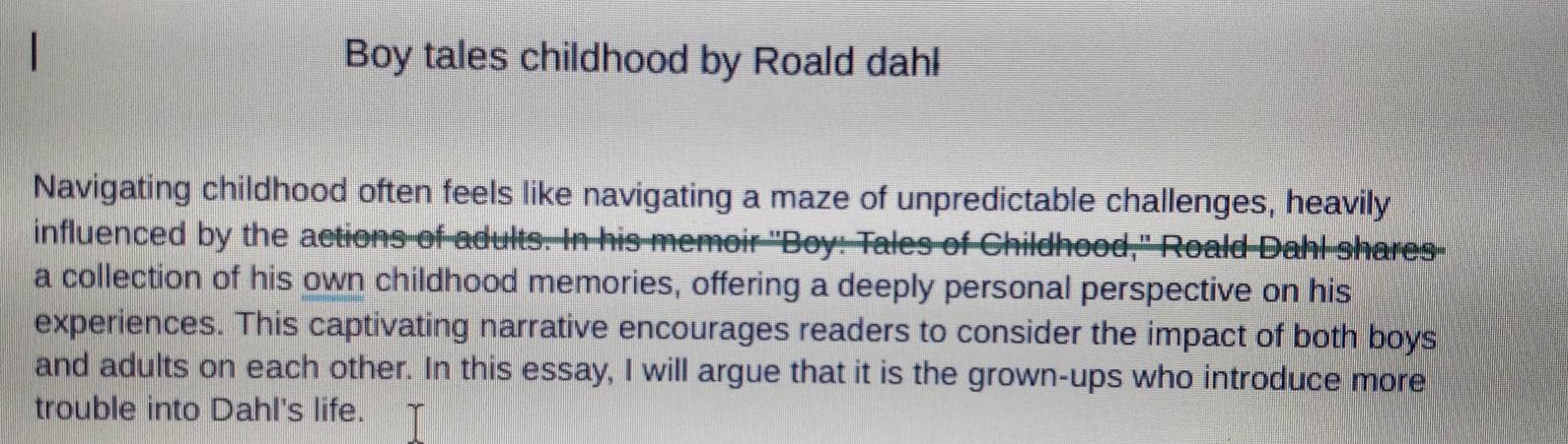 Solved: Boy tales childhood by Roald dahl Navigating childhood often ...