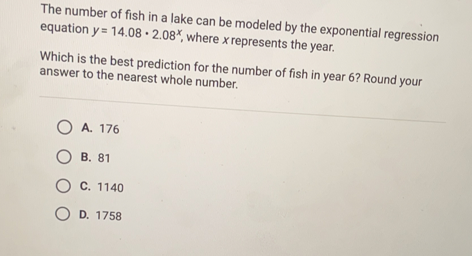 Solved: The number of fish in a lake can be modeled by the exponential ...