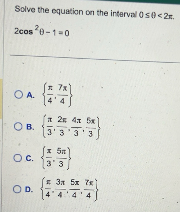 Solved: Solve the equation on the interval 0≤ θ