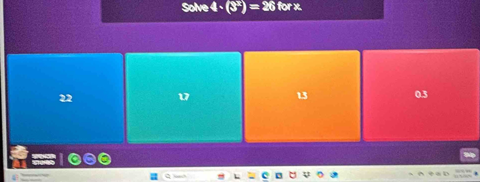 Solve 4 - (3ª) = 26 for x.
17 1.3 0.3