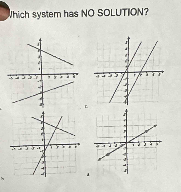 Which system has NO SOLUTION? 

c 

d 
b.