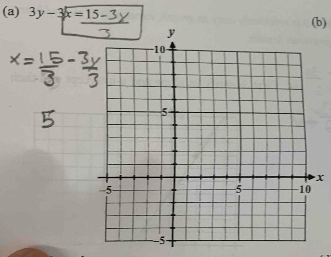 3y-3x=15 (b)
x