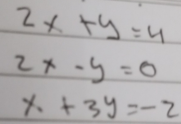 2x+y=4
2x-y=0
x+3y=-2