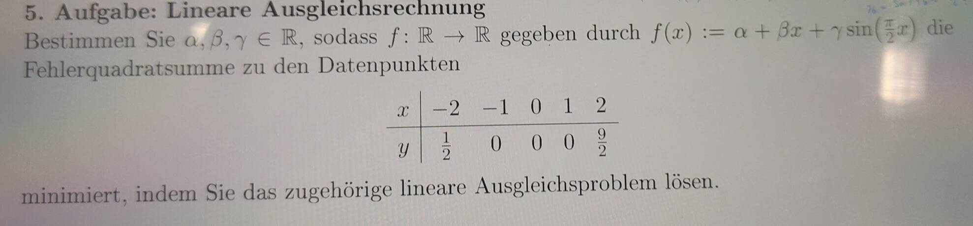 Gelöst:Aufgabe: Lineare Ausgleichsrechnung Bestimmen Sie alpha ,beta ...