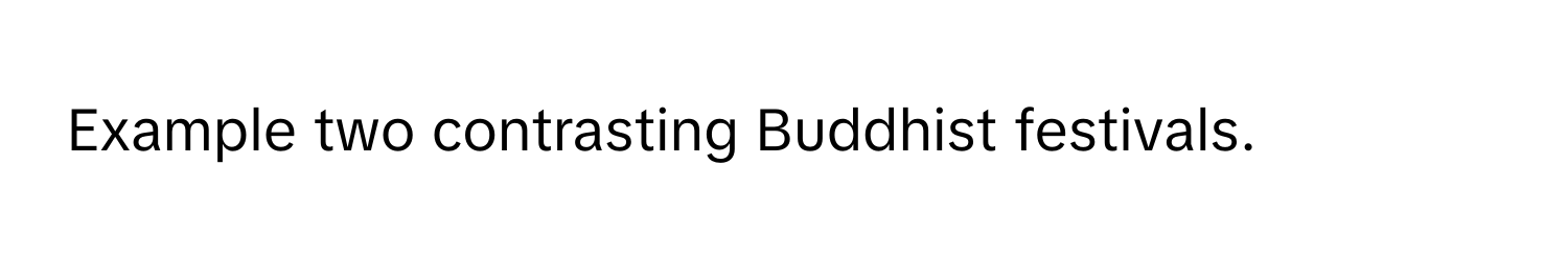 Example two contrasting Buddhist festivals.