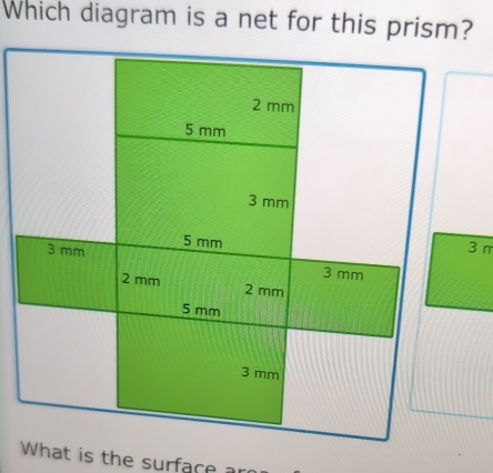 Which diagram is a net for this prism?
3 m