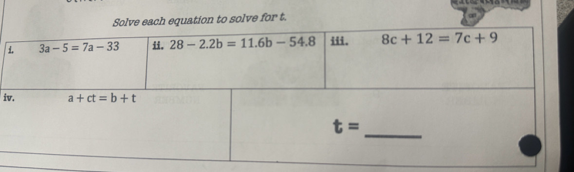 uation to solve for t.
a
i
i