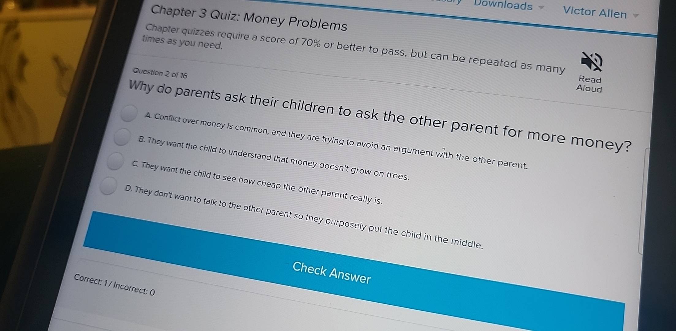 Solved: Downloads Victor Allen Chapter 3 Quiz: Money Problems times as ...