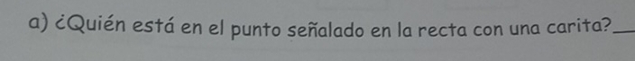 ¿Quién está en el punto señalado en la recta con una carita?_