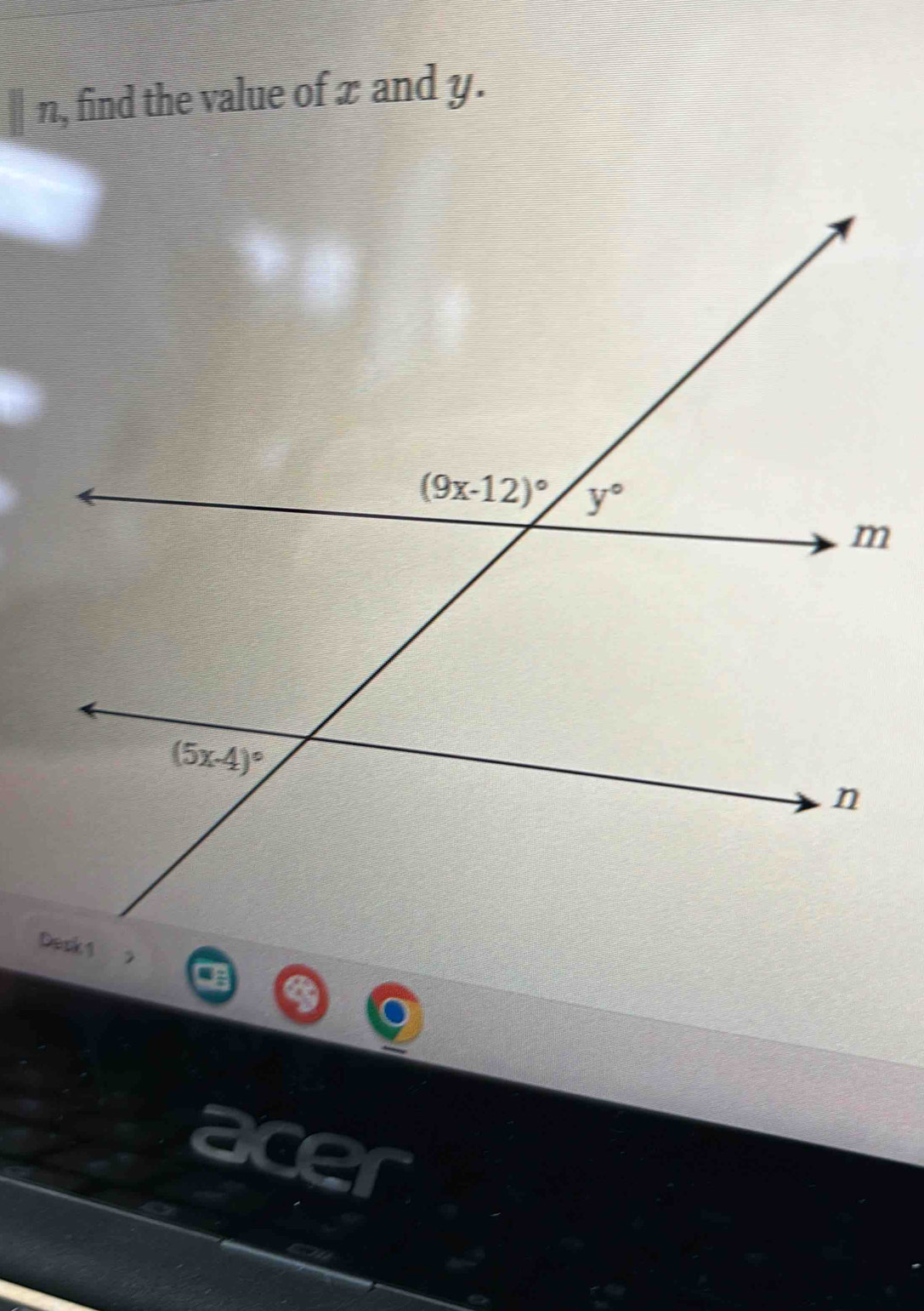 n, find the value of x and y.
D
a