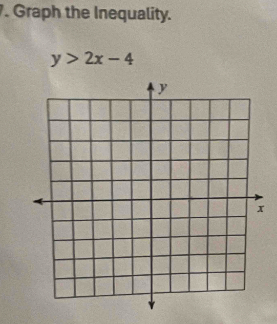 Graph the Inequality.
y>2x-4