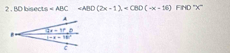 BD bisects FIND “X”