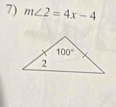 m∠ 2=4x-4